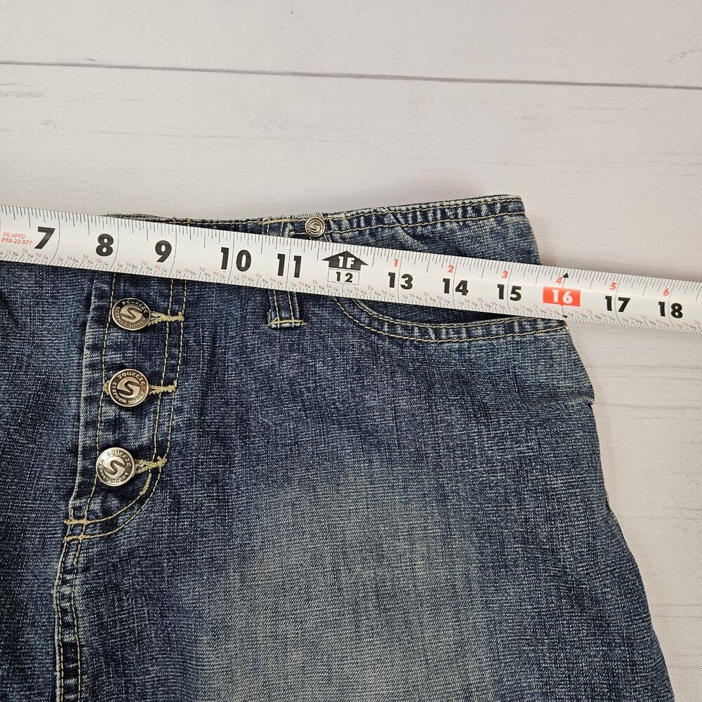 Y2k Denim Maxi Skirt Low-Rise Side Slits Squeeze - Size 9 - Picture 6 of 6